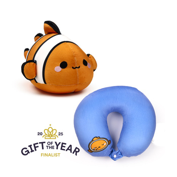 Poduszka podróżna z zabawką 2w1 Błazenek Adoramals CUSH374