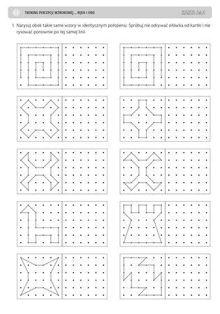 Trening percepcji wzrokowej Ćwiczenia doskonalące koordynację wzrokowo ruchową Ręka i oko część A