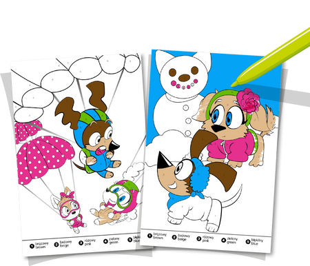 Kolorowe spotkania piesków. Chi Chi love. Numerkowe kolorowanki