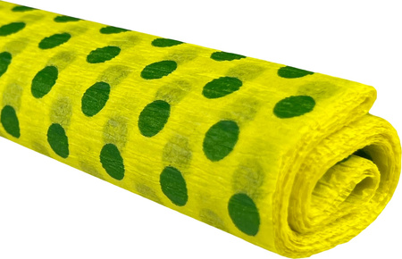 Paczka Bibuła marszczona 50x200 kropki zielone na cytrynowym 10 rolek