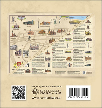 Gdańsk Mapa ręcznie malowana