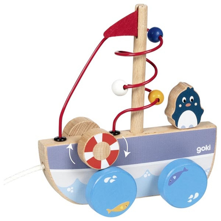 Statek Ahoy do ciągnięcia z labiryntem koralikowym Goki