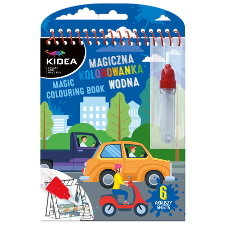 Magiczna wielorazowa kolorowanka wodna Kidea Pojazdy