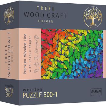 Puzzle 500+1 drewniane Tęczowe motyle 20159