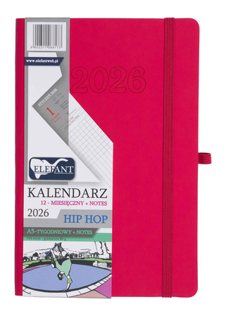 Kalendarz 2026 12 m-cy. Hip hop A5 tygodniowy różowy