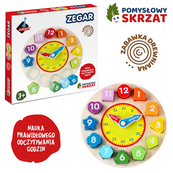 Zegar drewniany pomysłowy skrzat