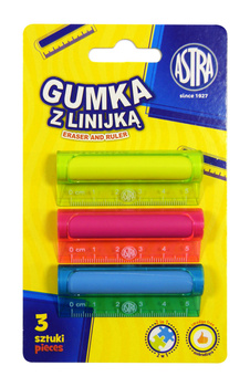 Gumka i linijka 2w1 Astra blister 3szt.