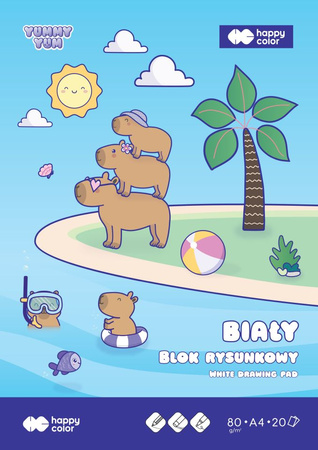 Paczka blok rysunkowy biały A4 Yummy Yum 80g 20 ark. Happy Color 20 sztuk