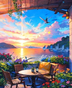 Diamentowa Mozaika Dom świt na patio NO-2000154