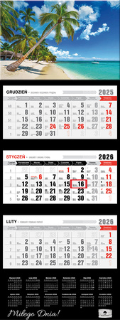 Kalendarz 2026 trójdzielny premium Dominikana KT2–V.71
