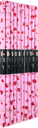 Paczka Bibuła marszczona 50x200 serca czerwone na różowym 10 rolek