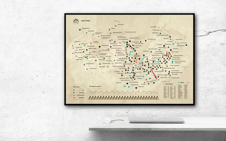 Mapa zdrapka szczytów górskich Tatry