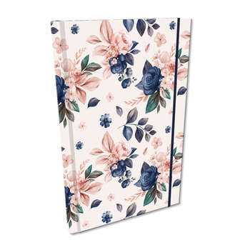 Notes A5 kratka z gumką Soft Touch Niebieskie Róże