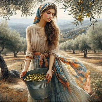 Diamentowa Mozaika Kobieta zbierająca oliwki NO-2002498