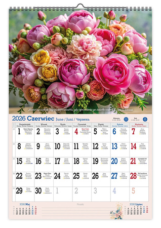 Kalendarz 2026 ścienny Kwiaty dla ciebie A3 V3