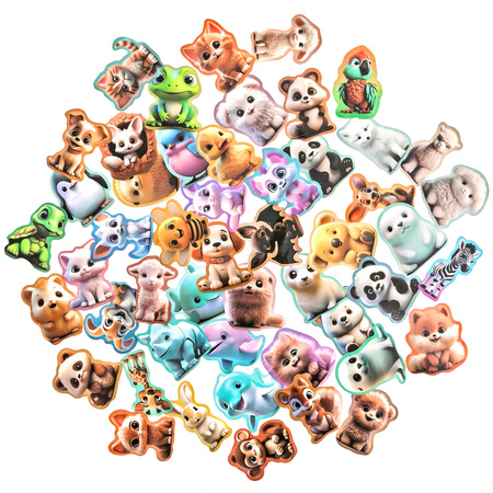 Naklejki winylowe Zwierzątka 4-6 cm 50szt.