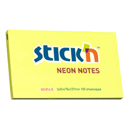 Notes samoprzylepny 127x76mm żółty neon 100 sztuk