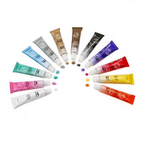 Farby akrylowe metaliczne Kidea 12x12ml