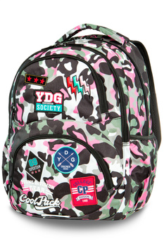 Plecak młodziezowy Coolpack Dart L Camo Pink Badges