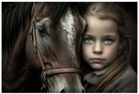 Diamentowa Mozaika Dziewczynka z koniem NO-1009644