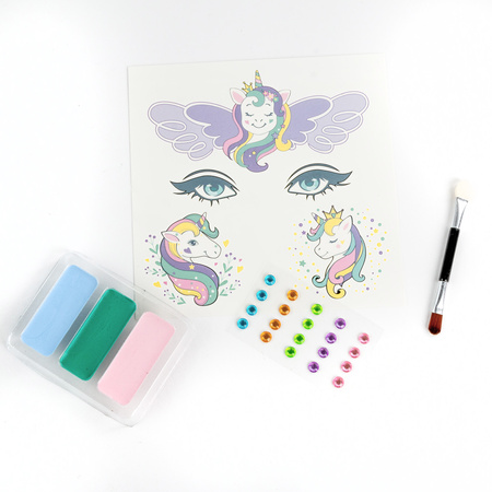 Farbki do twarzy z diamentami i kalkomanią Unicorn Kidea