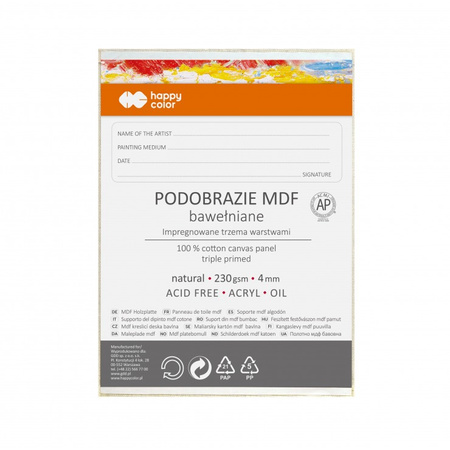 Podobrazie bawełniane naturalne 24x30 impregnowane MDF Happy Color