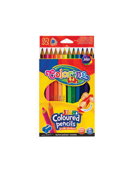 Kredki ołówkowe trójkątne jumbo Colorino Kids 17,5 cm 12 kolorów + temperówka