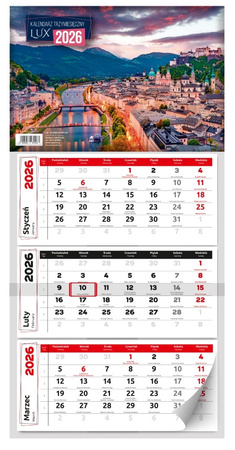 Kalendarz 2026 trzymiesięczny ścienny lux 1szt.mix