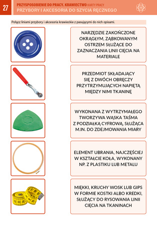 Przysposobienie do pracy Krawiectwo karty pracy dla uczniów z niepełnosprawnością intelektualną