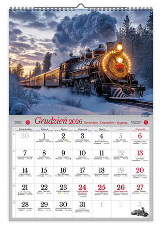 Kalendarz 2026 ścienny Parowozy A3 VD19
