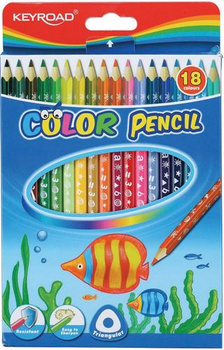 Kredki ołówkowe trójkątne Keyroad 18 kolorów