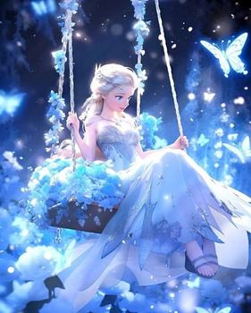 Diamentowa Mozaika Księżniczka lodowa na huśtawce z motylami NO-2001401