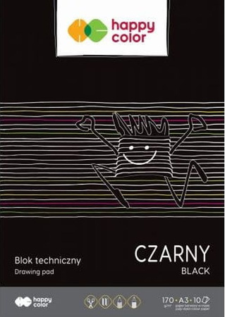 Paczka Blok techniczny czarny A3 170g Happy Color 10sztuk