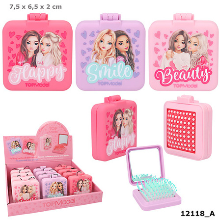 Szczotka do włosów Top Model składana z lusterkiem 1szt. mix 12118A