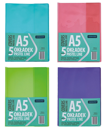 Paczka okładki A5 pastel line nieregulowane 5 szt. mix kolorów