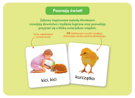 Zwierzęta na wsi. Montessori. Karty obrazkowe (1-3 lata). Kapitan Nauka