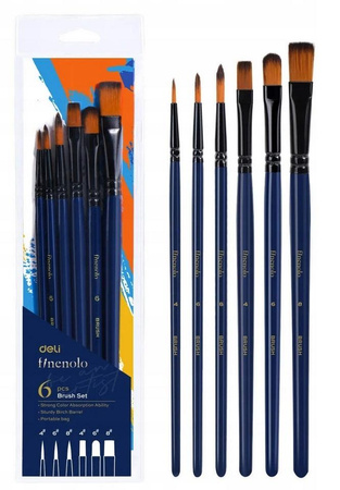 Zestaw pędzli Finenolo miękki nylon 6szt.