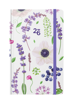 Kalendarz 2026 kieszonkowy tygodniowy fioletowe Kwiaty