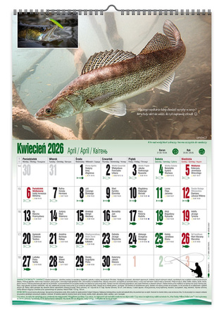 Kalendarz 2026 ścienny Wędkarski A3 V6