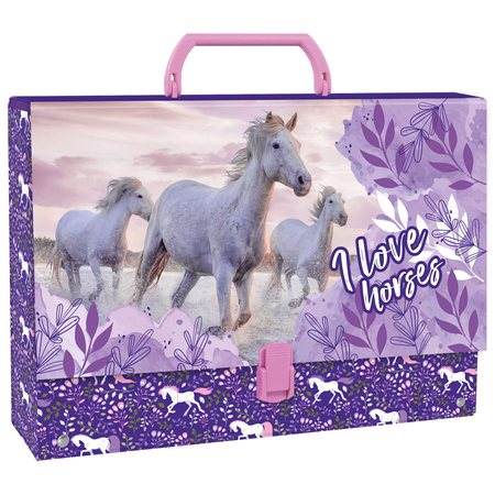 Teczka z rączką gruba konie 25