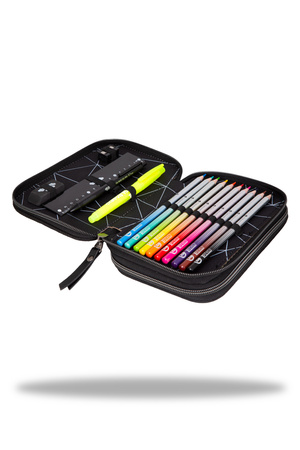 Piórnik 2-komorowy z wyposażeniem Disney 100  jumper 2 black collection