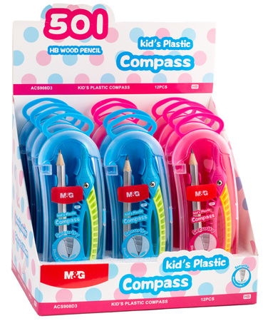 Cyrkiel szkolny z ołówkiem średnica koła 29cm plastikowy 1 szt. mix MG