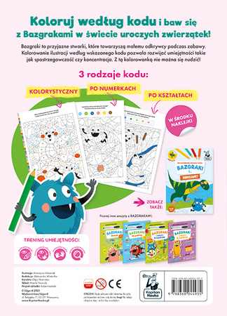 Bazgraki i urocze zwierzątka. Kolorowanie według kodu. Kapitan Nauka. Bazgraki