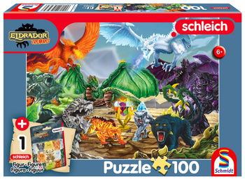 Puzzle 100 Schleich Eldrador Bitwa o super kryształ + figurka 113350
