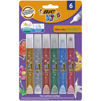 Klej brokatowy Kids Glitter Glue Metallie BIC blister 6 kolorów