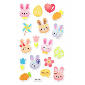 Naklejki z pianki świecące w ciemności zajączki 17 szt.