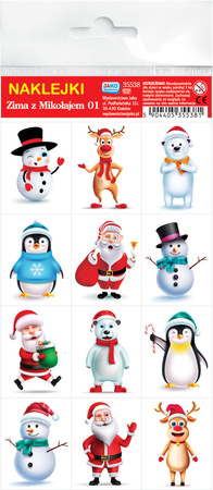 Naklejki zima z Mikołajem 01
