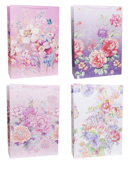 Torebki prezentowe Lux gigant Kwiaty pastel  12 sztuk