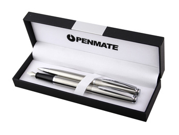 Komplet długopis + pióro wieczne Penmate virtuo srebrny