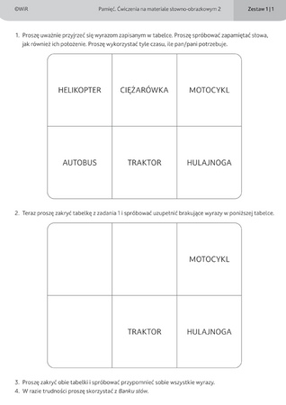 Pamięć ćwiczenia na materiale słowno obrazkowym 2